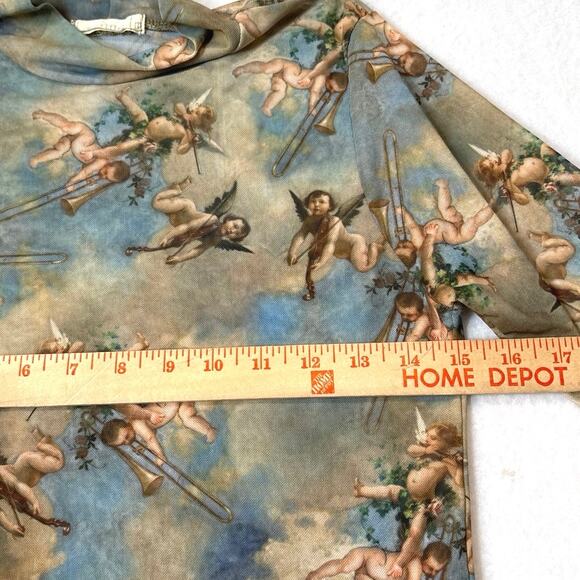 Sweet Lilac Mesh Shirt Women's Cherub Angel Cloud Print Y2K Sz Medium Whimsigoth - Picture 3 of 8